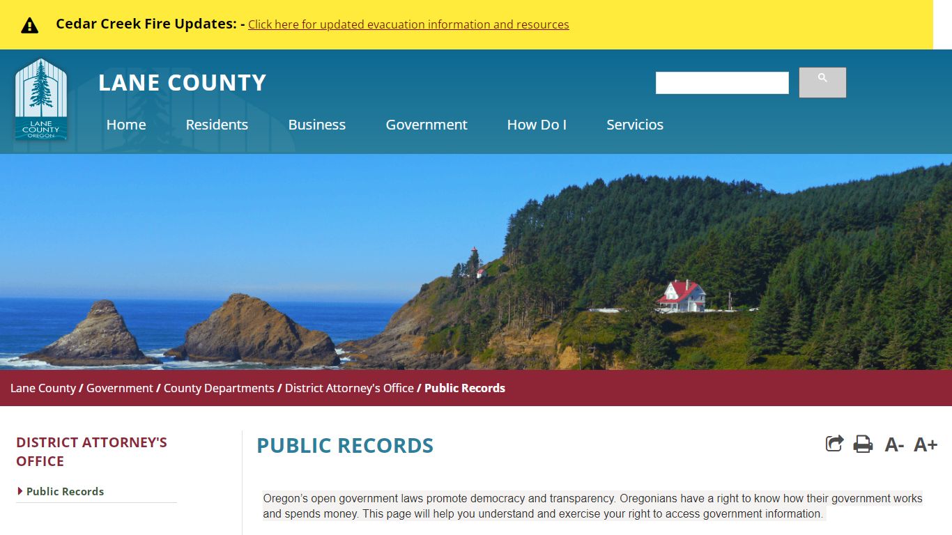 Public Records - Lane County